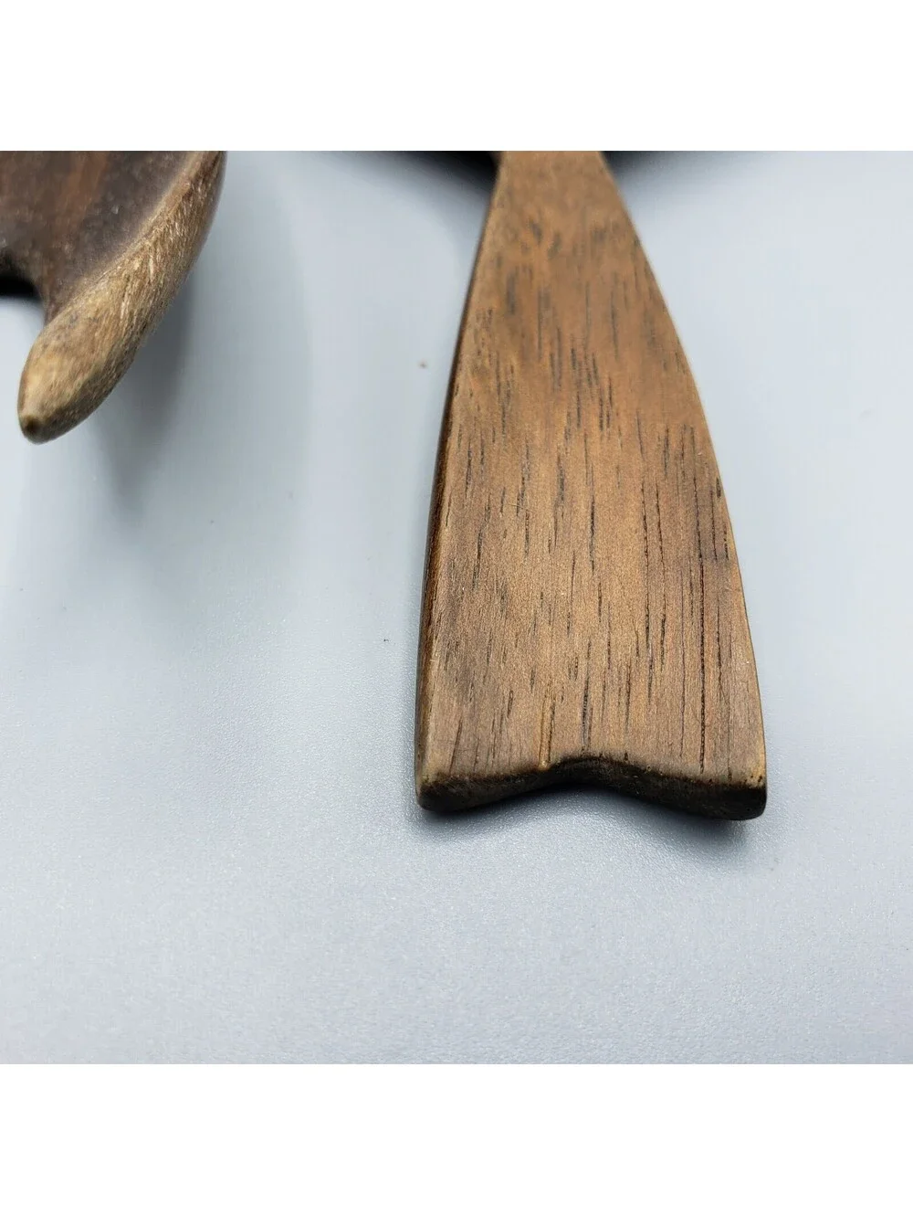 MCM Wood Fork Salad Serving Utensils Carved Wide Scoop Made in Haiti Set of 2